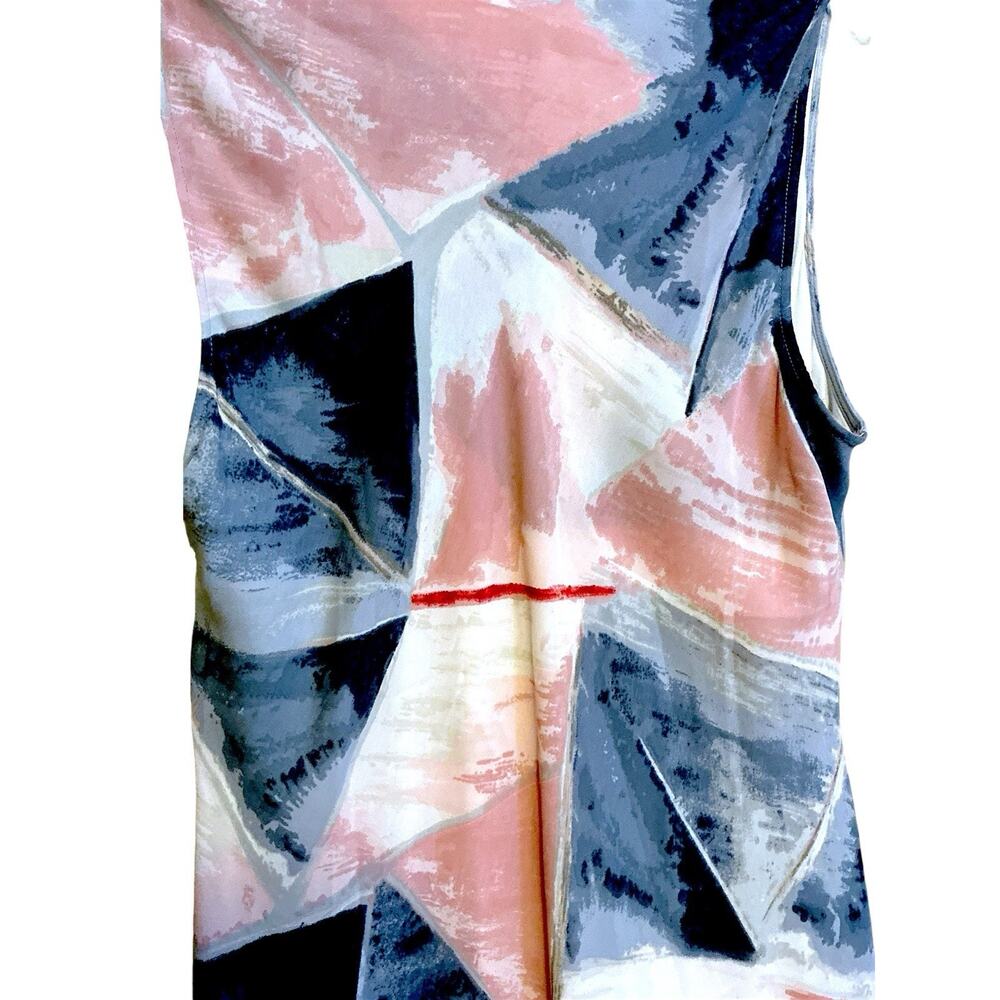 NIC+ZOE Artsy Abstract Multicolor Cowl Neck Sleeveless Dress‎ Flowy Feminine-L - Picture 9 of 12